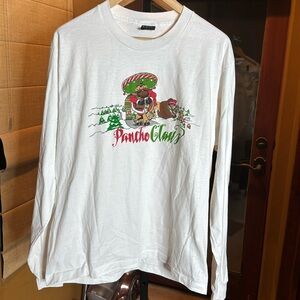 Screen Stars Best Pancho Claus Christmas Holiday Long Sleeve Tee Size XL